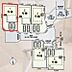 その他：全5区画からなる配置図で各区画には専用の駐車スペースがしっかりと確保されています。道路幅も複数の法規に適合しておりアクセス性が考慮されています。