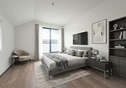 「Bed Room」落ち着いた色合い、シンプルなデザイン。寝室として大事なお部屋です。（本画像はCGにて家具を配置しております。実際に家具はおかれておりません。）