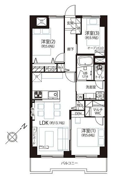 2SLDK 間取り
