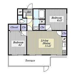 シャルマン常盤 2LDKの間取図画像