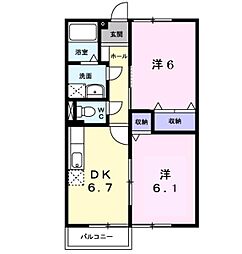 リーベルヴィレッジ 2DKの間取図画像