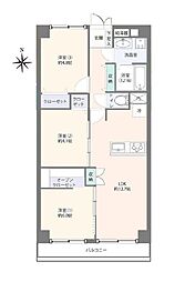 川崎セントラルコーポ 3LDKの間取図画像