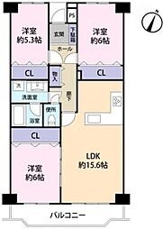 グリーンハイム弥生台B地区11号棟 3LDKの間取図画像