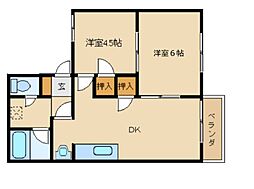 ホワイトヒルズ 2DKの間取図画像