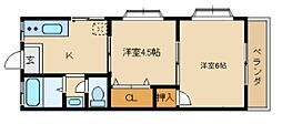 竹ノ内マンション 2Kの間取図画像