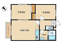 コーラルシマネ2 2LDKの間取図画像
