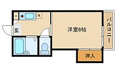福寿コーポ参番館 1Kの間取図画像