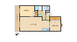 アペレイト赤山1 2LDKの間取図画像