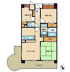 ベルドゥムール越谷中央 3LDKの間取図画像
