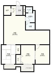 大あみハイツA棟 3LDKの間取図画像
