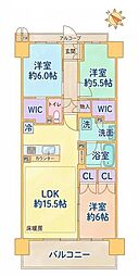 クラッシィハウス京都六地蔵ブライトタワー棟 3LDKの間取図画像