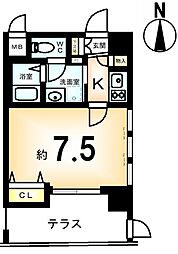 プレサンス京都三条大橋雅殿 1Kの間取図画像