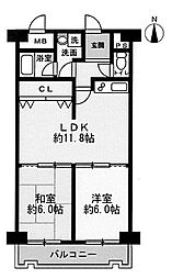 嵯峨ハイツ 2LDKの間取図画像