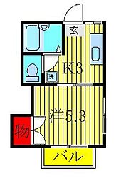 シャンブルM.Y 1Kの間取図画像