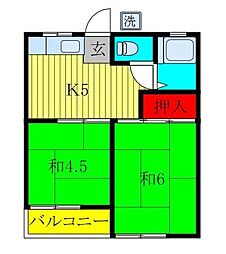 平八ビル 2Kの間取図画像