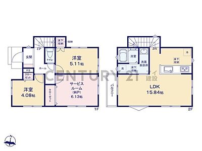 間取り：会話の弾む対面式キッチン完備