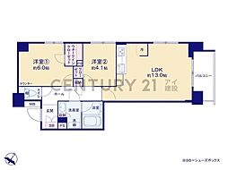 藤和シティホームズ桜木町BAY-NEXT 2LDKの間取図画像