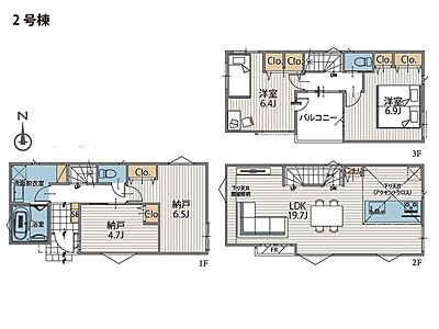 間取り：全居室収納付きでお部屋すっきり