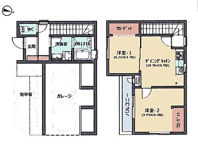 間取り:ガレージハウス!平置き駐車スペースもありあます 間取り:ガレージハウス!平置き駐車スペースもありあます