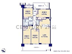 ランドシティ南万騎が原弐番館 4LDKの間取図画像