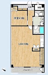 東建座間ハイツ4号棟東館 1LDKの間取図画像