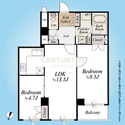 三光坂ホームズ 2LDKの間取図画像