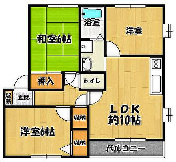 フラッツ向陽台　Ｅ棟 ｜大阪府富田林市向陽台２丁目(賃貸アパート3LDK・1階・62.41㎡)の写真 その2