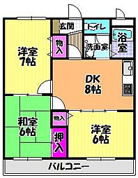 シェリーズ金剛 3DKの間取図画像