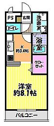 アンプルールクラージュサピエンス ワンルームの間取図画像