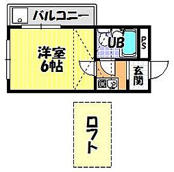 サンライズ中野 1Kの間取図画像