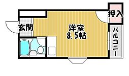 ライズワン富田林レジデンス2 ワンルームの間取図画像