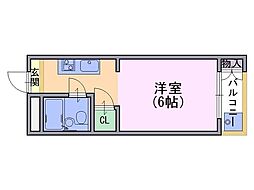 ルプルミエロック 1Kの間取図画像
