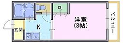 サンパレス山崎 1Kの間取図画像