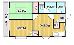 ウエストヒルパート2 2DKの間取図画像