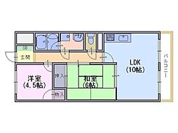 安井マンション 2LDKの間取図画像