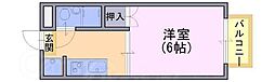 芙蓉ハイツ 1Kの間取図画像