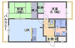 カサデ高ノ手 2DKの間取図画像
