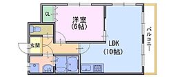 ハイツ中川 1LDKの間取図画像
