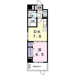 桂川サン・ライフ 1DKの間取図画像