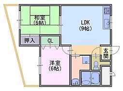 ラ・グラシューズ 2DKの間取図画像