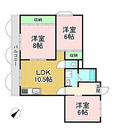ハイツ長岡京 3LDKの間取図画像