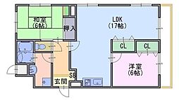 グレースヒル幸 2LDKの間取図画像