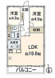 大津スカイハイツ 2LDKの間取図画像