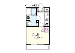 ミモザ 1Kの間取図画像