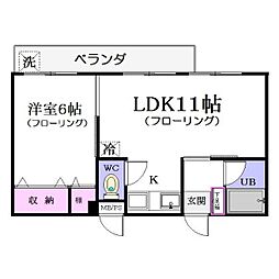 田山マンション 1LDKの間取図画像