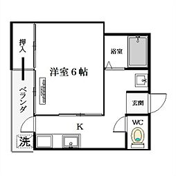 長島ハイツ 1Kの間取図画像