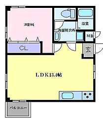 しのだハイツ 1LDKの間取図画像