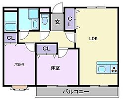 田中マンション 2LDKの間取図画像