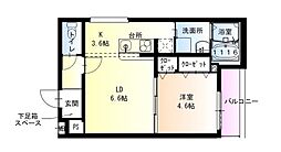 フジパレス高石千代田3番館 1階1LDKの間取り