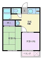 吉村ハイツ 2DKの間取図画像